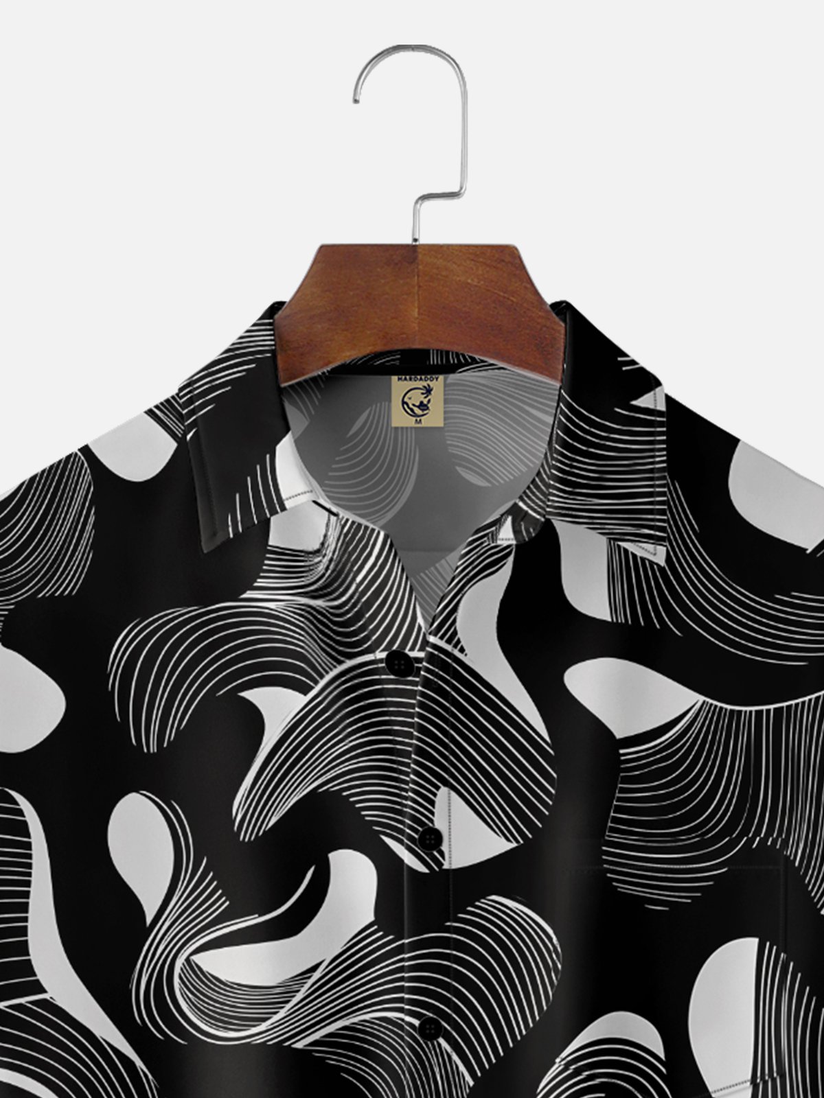 Moisture-wicking Art Abstract Lines Chest Pocket Casual Shirt