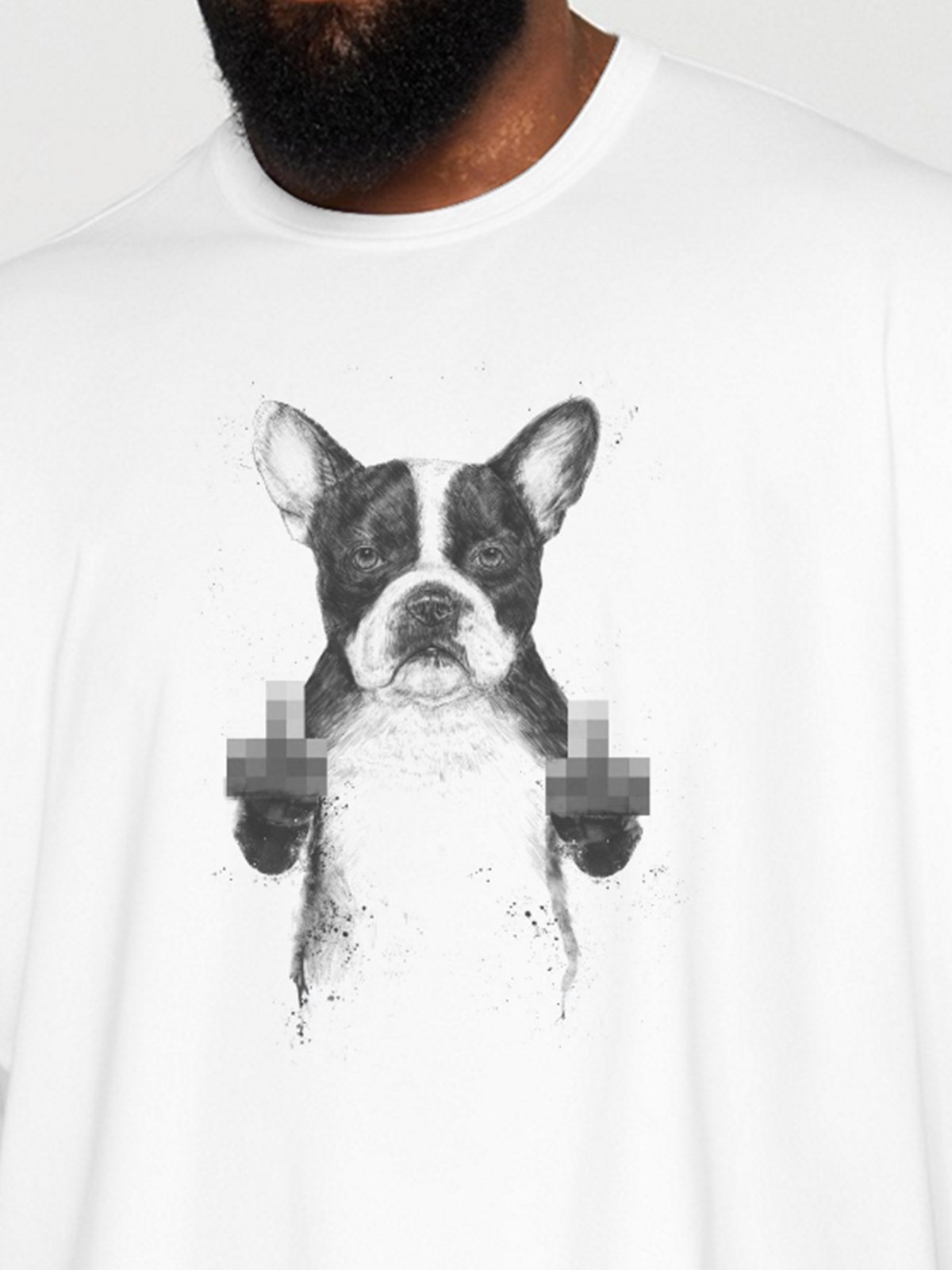 Hardaddy X Balazs Solti Men's F ck Bulldog Short Sleeve T-shirt Graphic Tee