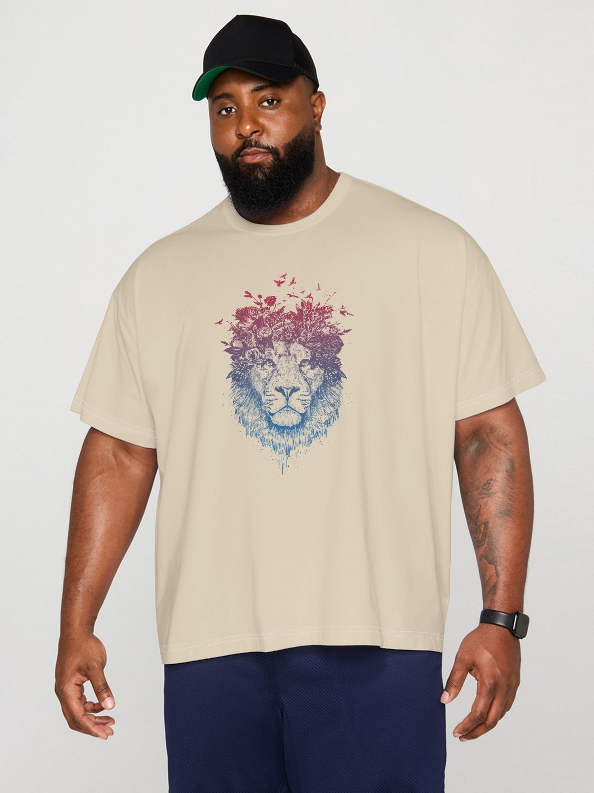 Hardaddy X Balazs Solti Men's Lion Short Sleeve T-shirt Graphic Tee