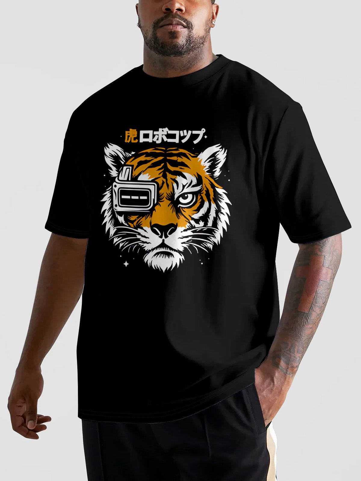 Hardaddy X Contatoeoli Studio Mens Japanese Tiger Short Sleeve T-shirt Graphic Tee