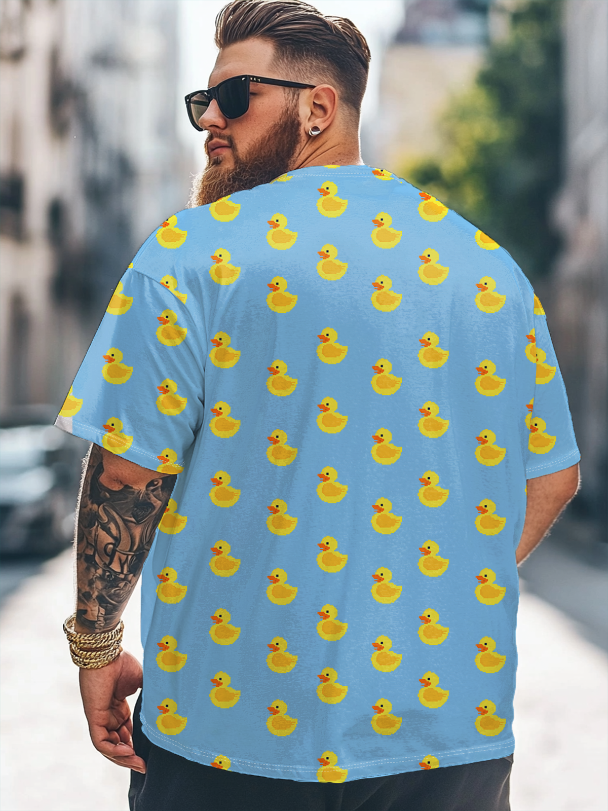 Hardaddy x Valentina Bjekovic Big Size Men's Funny Yellow Duck Multicolor Loose T-shirt