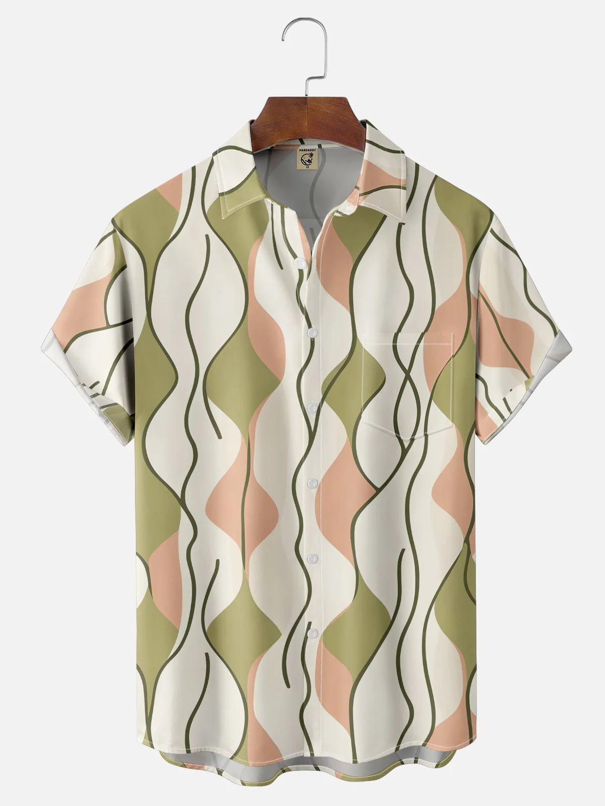 Moisture-wicking Geometric Abstract Stripes Chest Pocket Casual Shirt