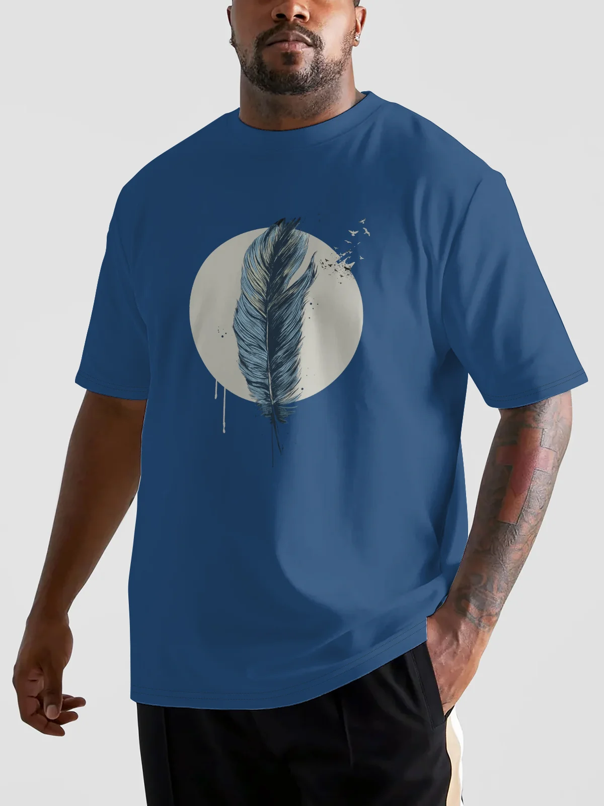 Hardaddy X Balazs Solti Men's Feather Short Sleeve T-shirt Graphic Tee