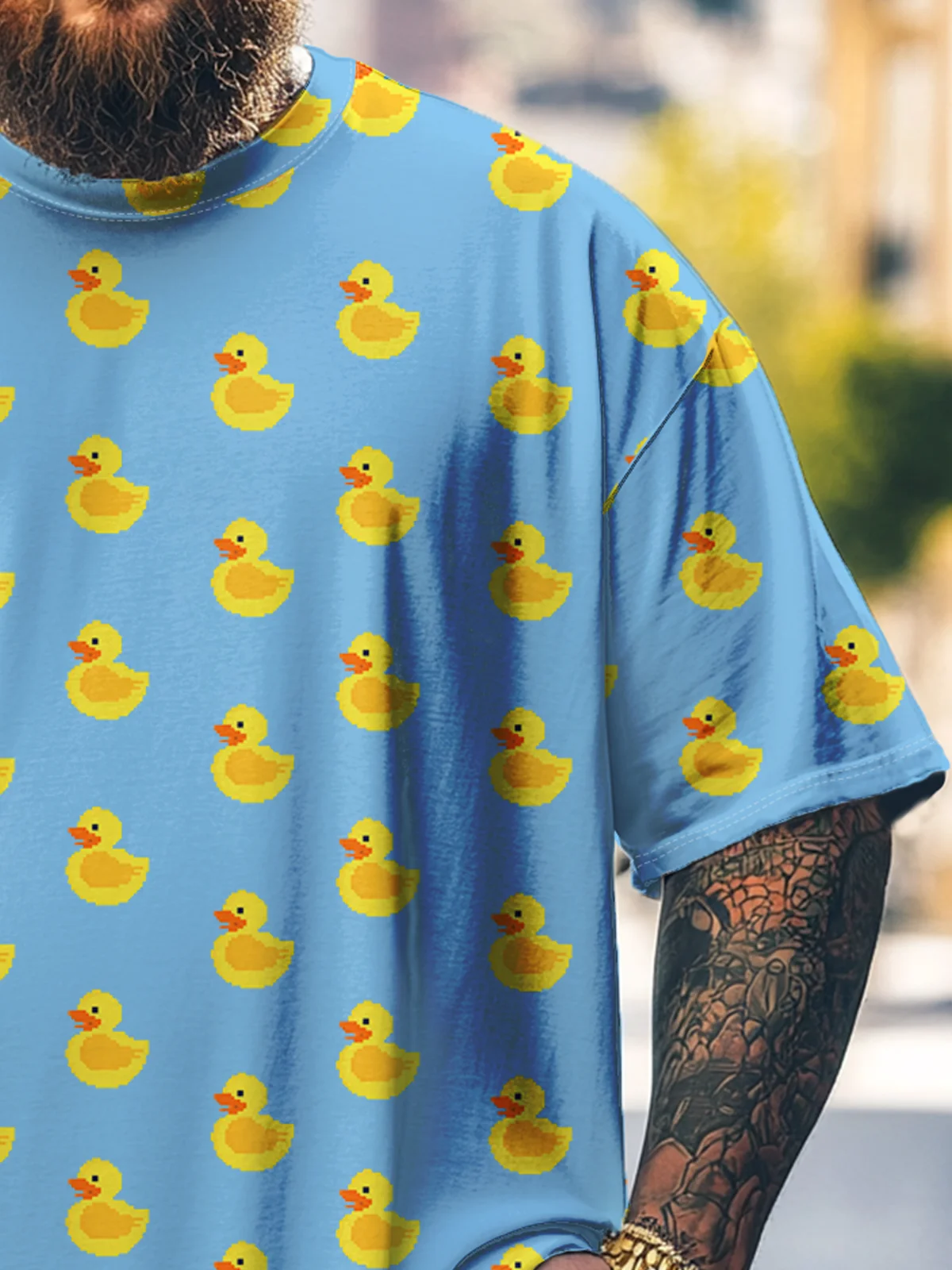 Hardaddy x Valentina Bjekovic Big Size Men's Funny Yellow Duck Multicolor Loose T-shirt