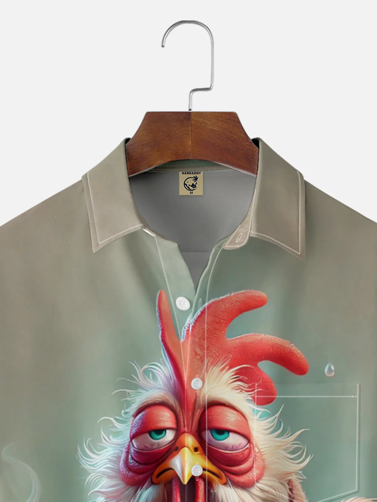 Moisture-wicking Early Morning Coffee Chicken Chest Pocket Casual Shirt
