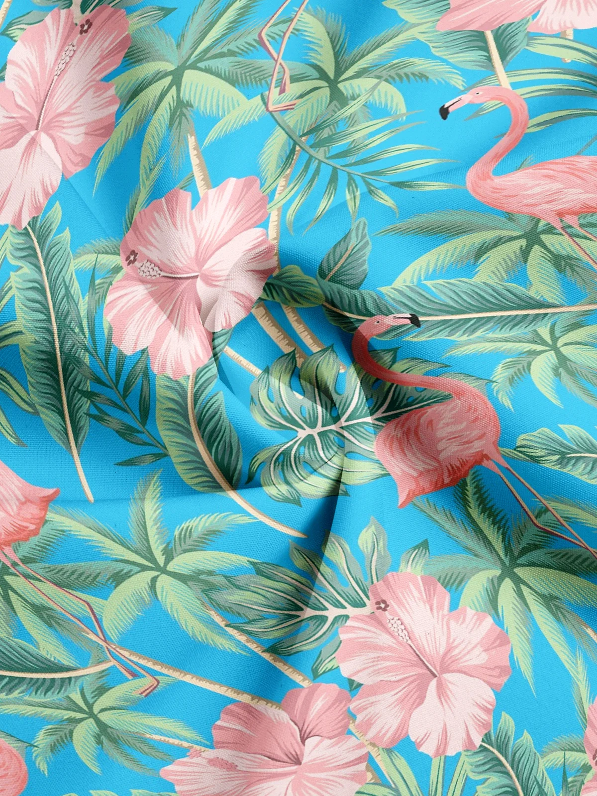 Moisture Wicking Tropical Floral Flamingo Hawaiian Shirt