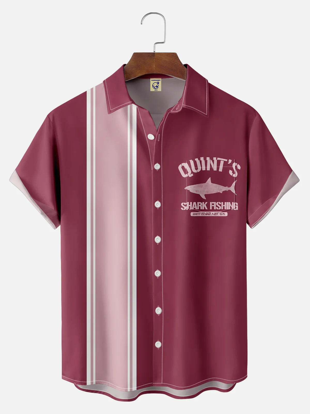 Big Size Moisture-wicking Quint's Shark Fishing Chest Pocket Bowling Shirt