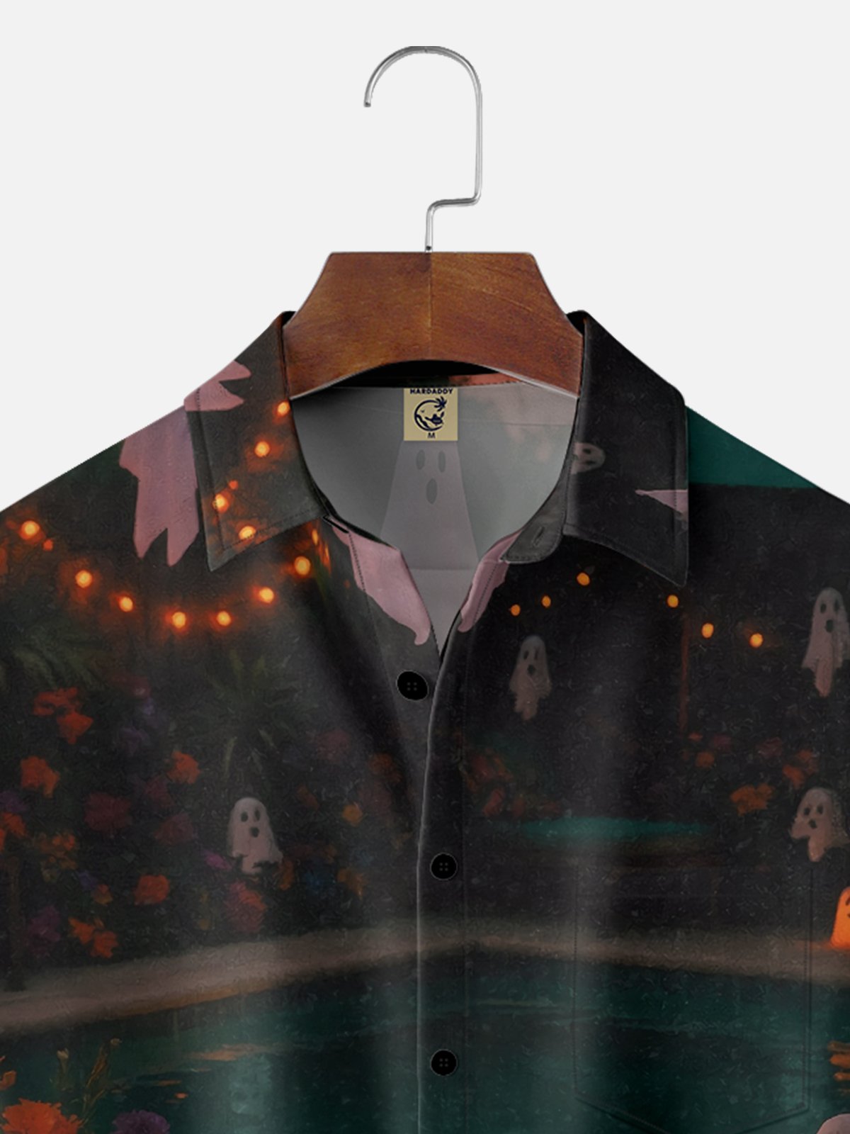 Moisture-wicking Funny Watermelon Skull Halloween Chest Pocket Hawaiian Shirt