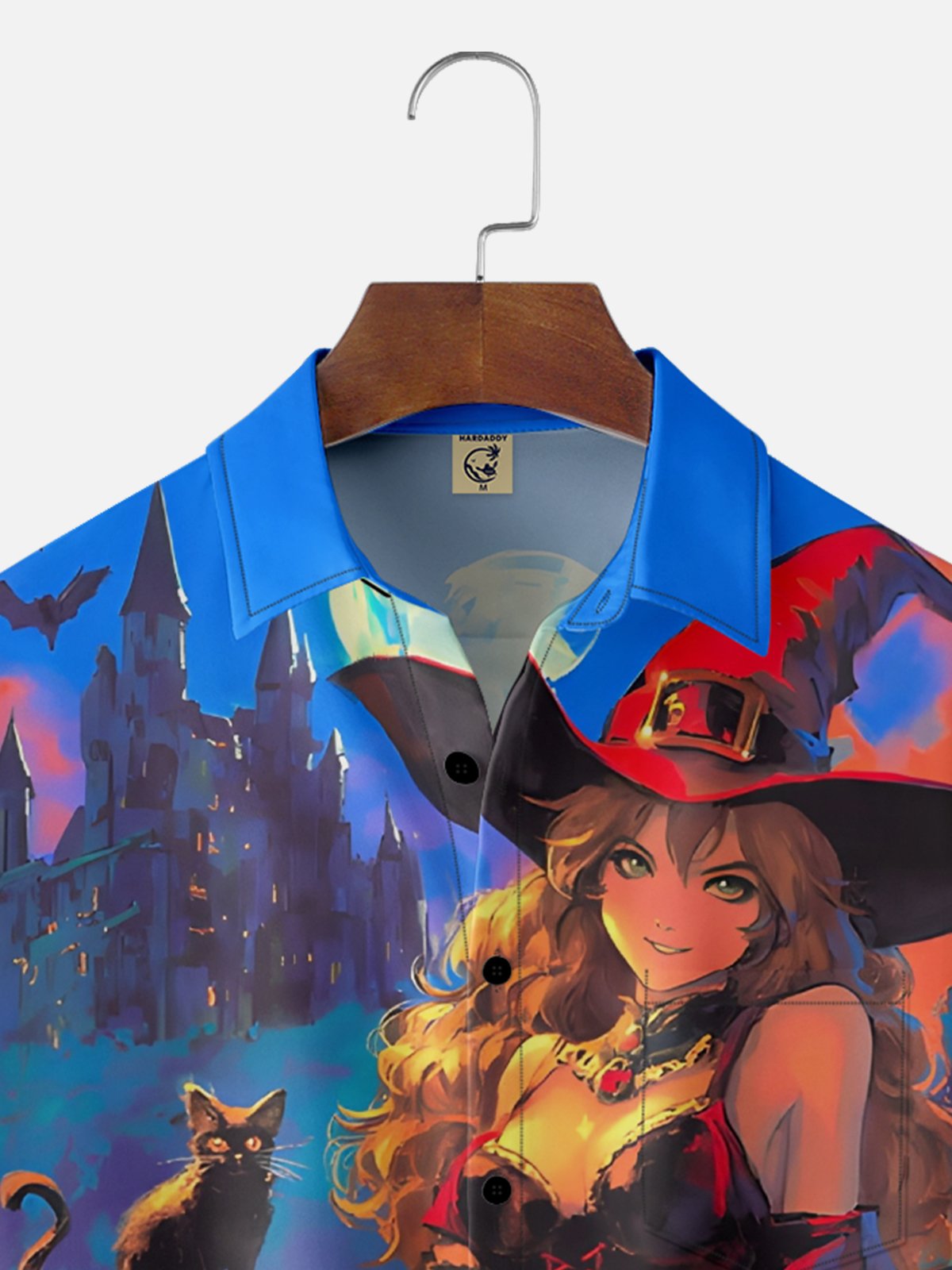 Moisture Wicking Halloween Witch Chest Pocket Hawaiian Shirt