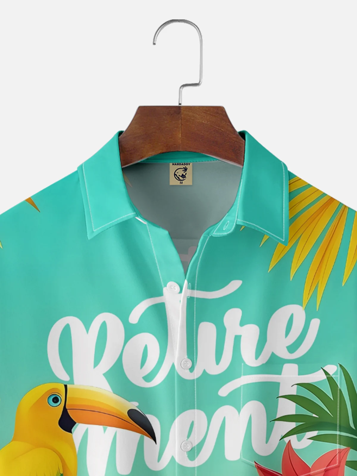 Moisture-wicking Palm Tree Toucan Parrots Retirement Life Chest Pocket Hawaiian Shirt