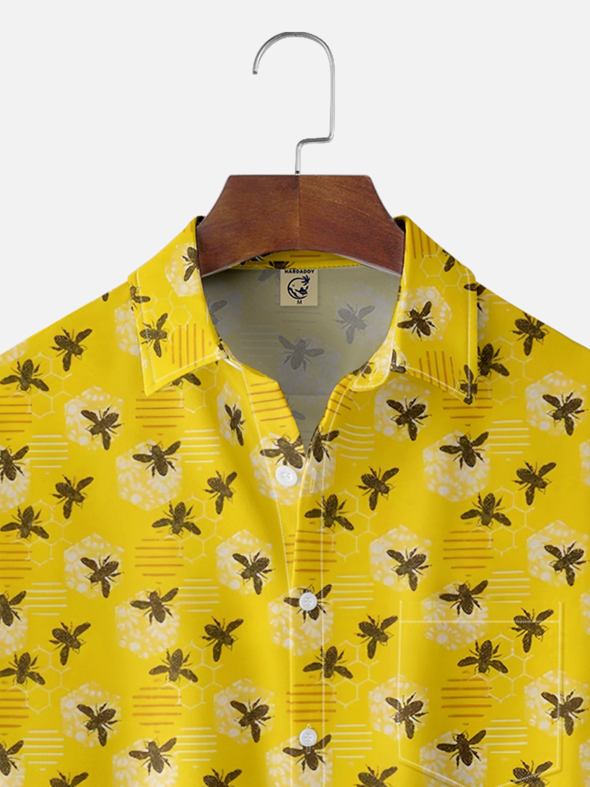 Moisture Wicking Bee Chest Pocket Hawaiian Shirt
