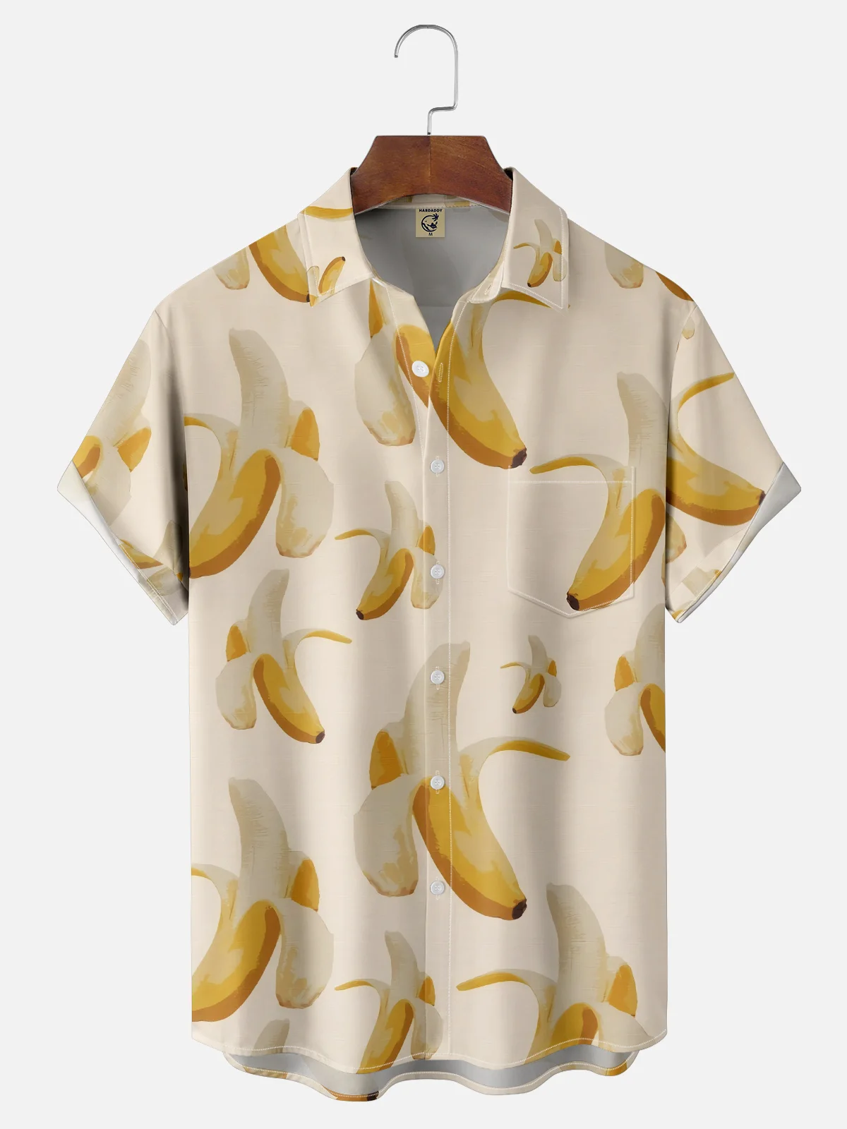 Moisture-wicking Fun Casual Banana Chest Pocket Hawaiian Shirt