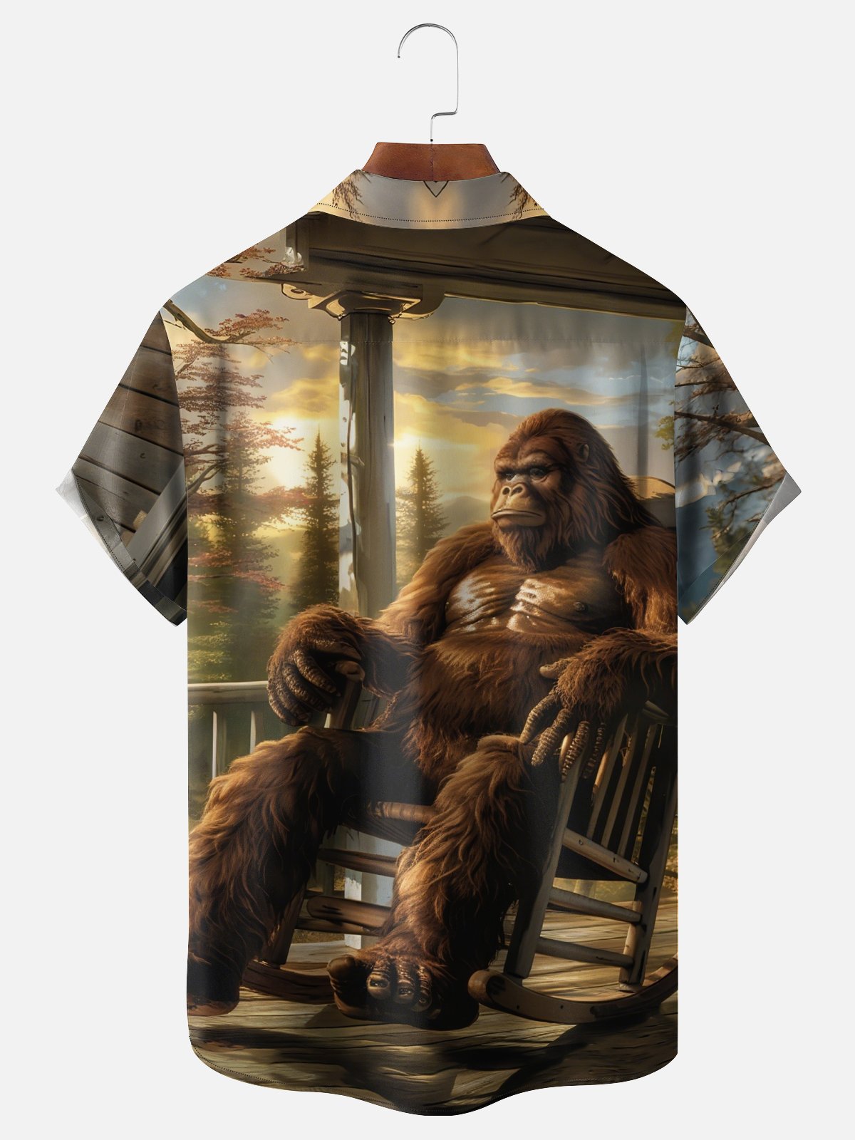 Moisture-wicking Bigfoot Fun Nap Leisure Chest Pocket Hawaiian Shirt