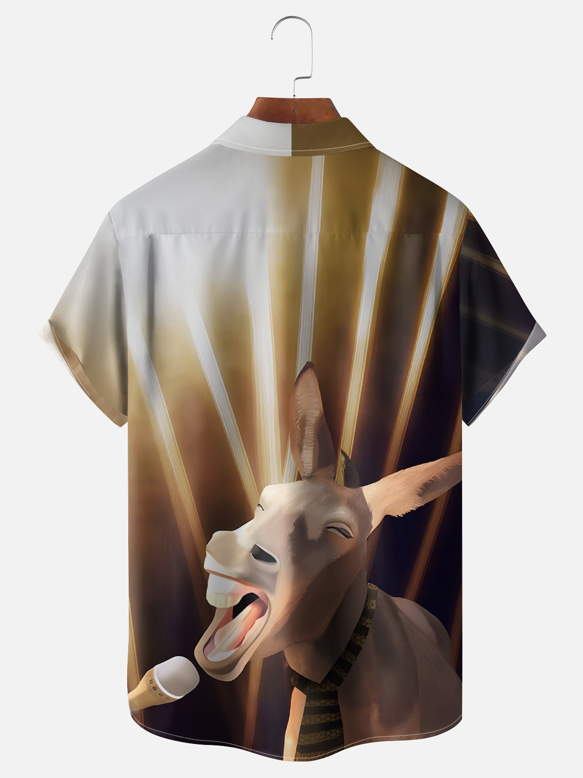 Moisture Wicking Musical Funny Donkey Chest Pocket Hawaiian Shirt