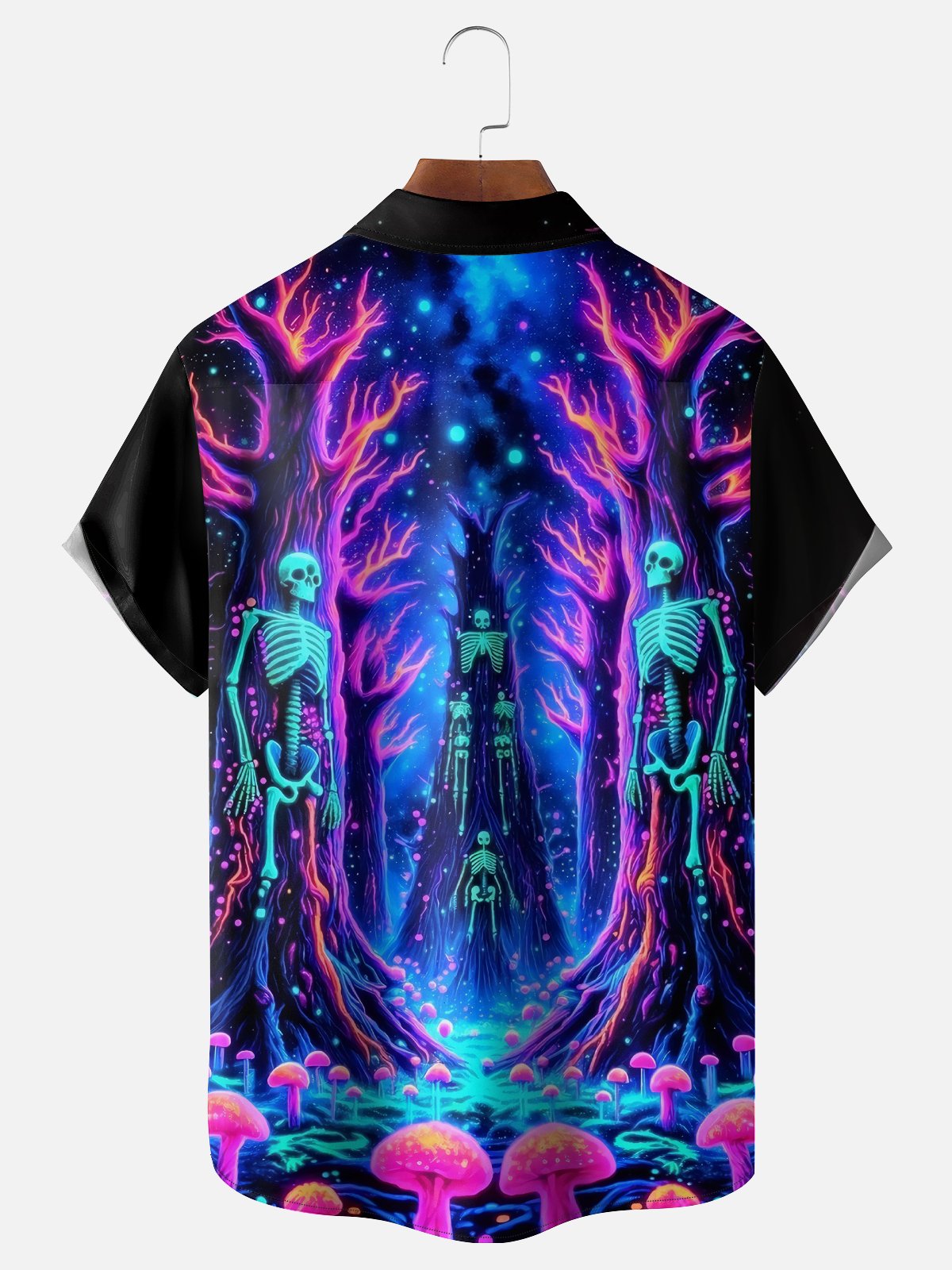 Moisture-wicking Halloween Skeleton Fun Chest Pocket Casual Shirt