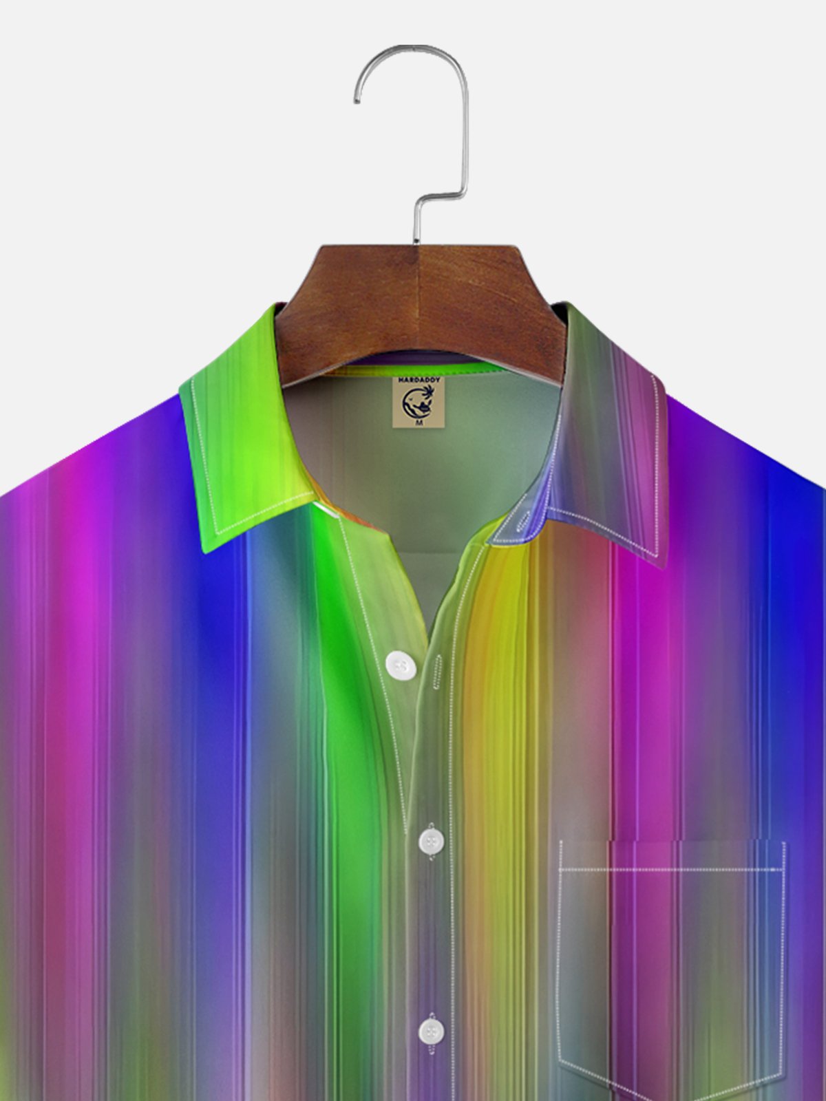 Moisture-wicking Colorful Vertical Stripes Fun Chest Pocket Casual Shirt
