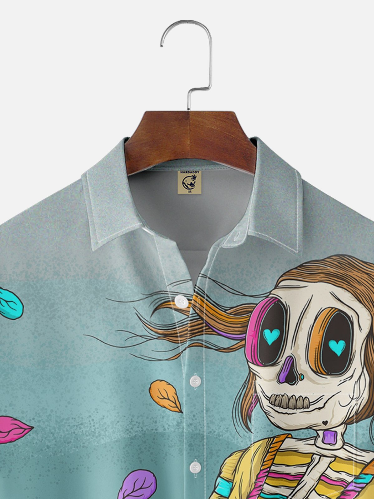 Hardaddy x Blucranium Moisture-wicking Fantastic Skeleton Lady Illustration Art Chest Pocket Casual Shirt