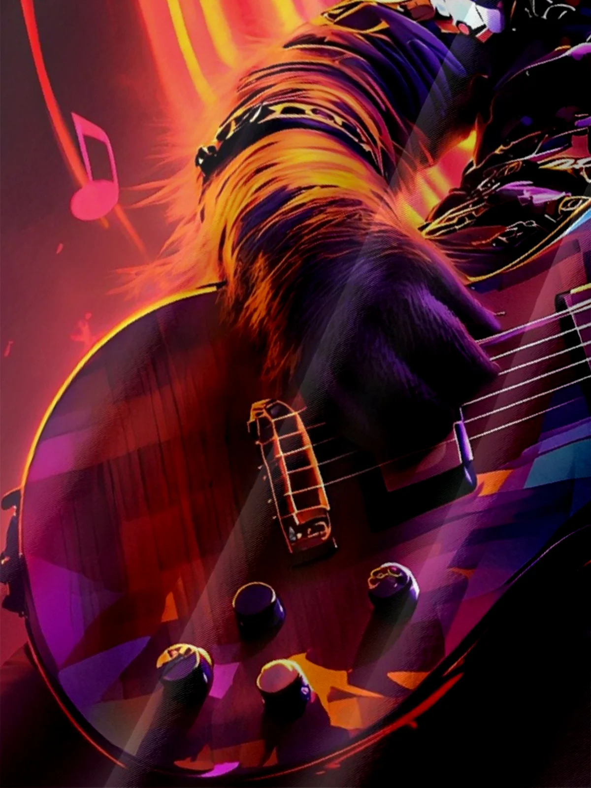 Moisture Wicking Music Guitar Cat Chest Pocket Hawaiian Shirt