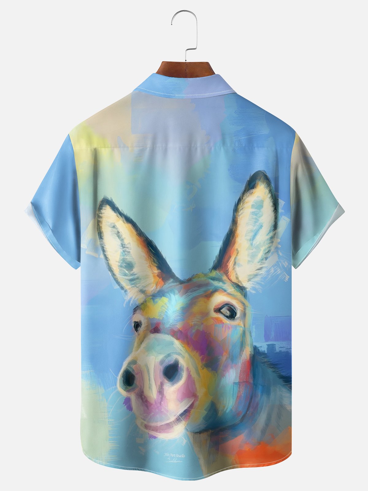 Moisture Wicking Funny Donkey Chest Pocket Hawaiian Shirt