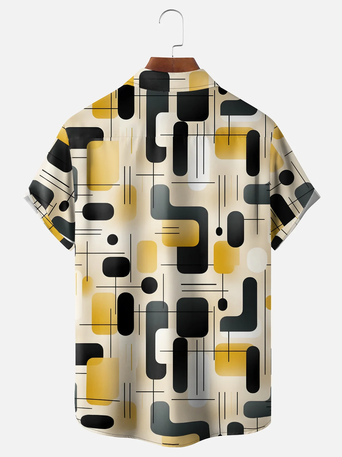 Moisture Wicking Geometric Abstract Chest Pocket Hawaiian Shirt