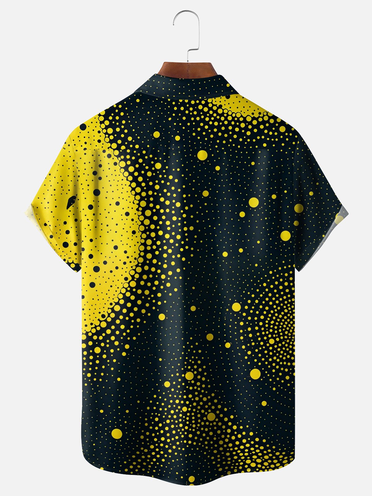 Moisture-wicking Fun Black and Yellow Abstract Print Chest Pocket Casual Shirt