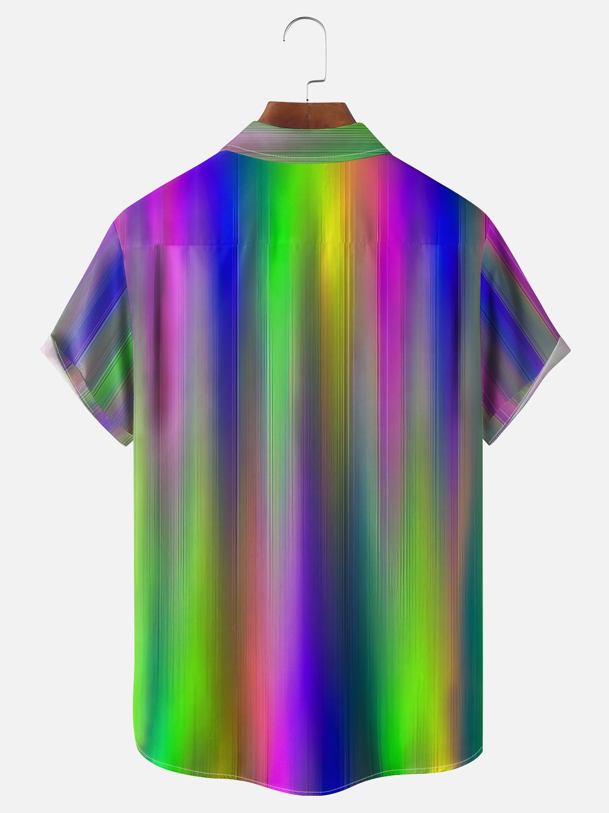 Moisture-wicking Colorful Vertical Stripes Fun Chest Pocket Casual Shirt