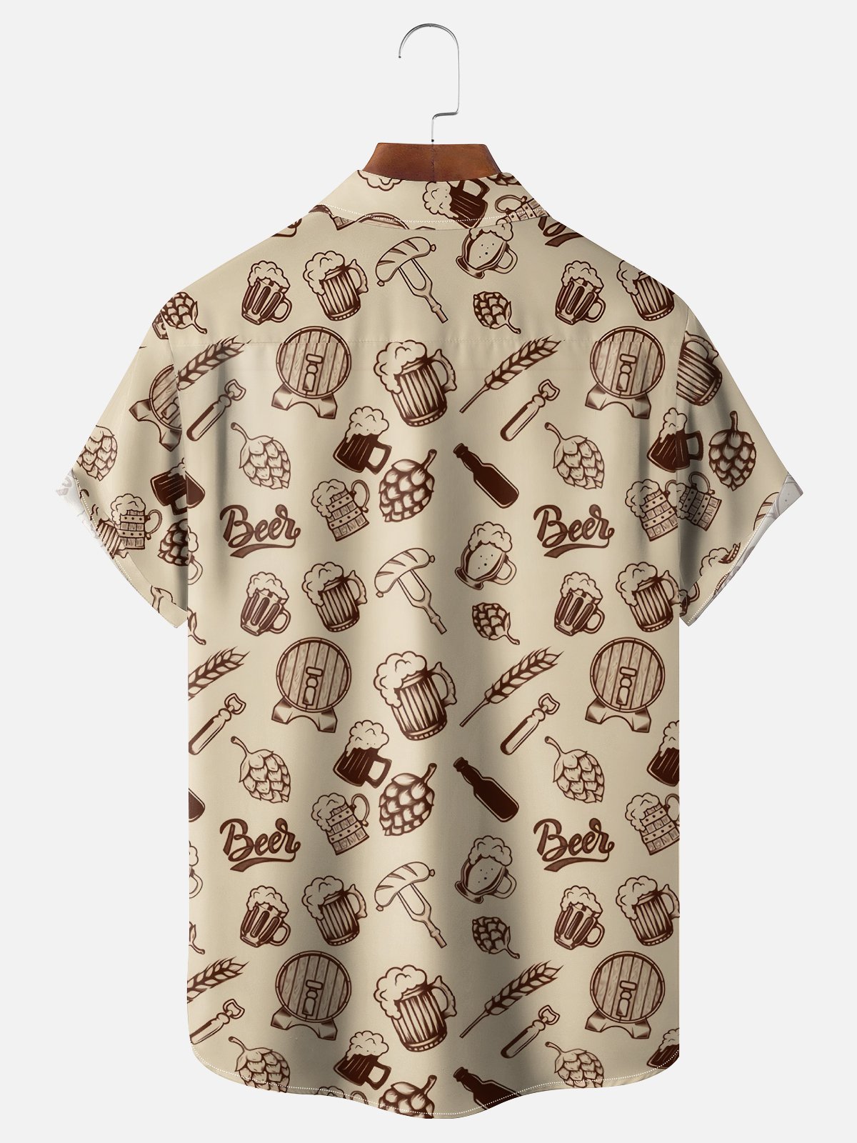 Moisture-wicking Fun Oktoberfest Skull Art Chest Pocket Casual Shirt