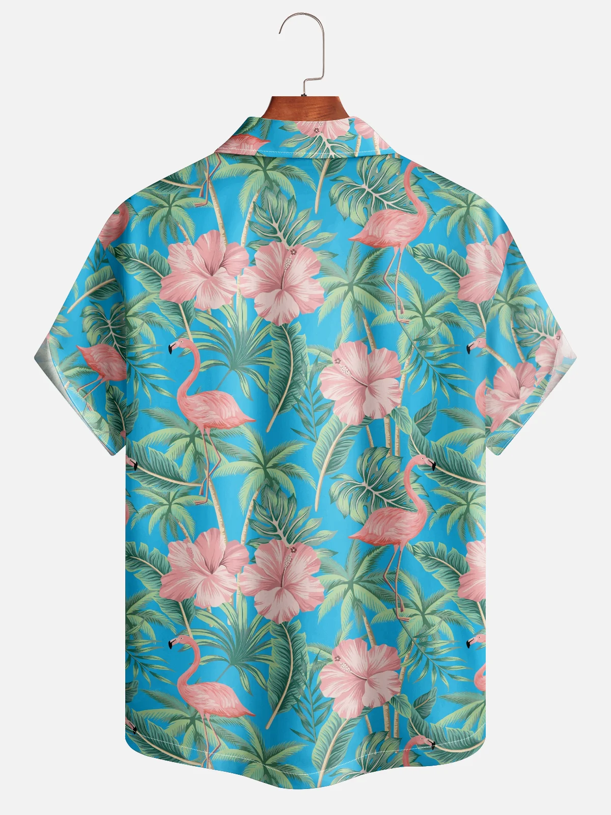Moisture Wicking Tropical Floral Flamingo Hawaiian Shirt