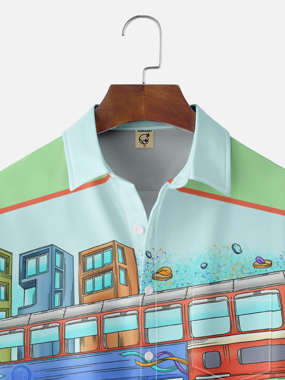 Hardaddy x Blucranium Moisture-wicking Fantastic Skull Bus Art Chest Pocket Casual Shirt