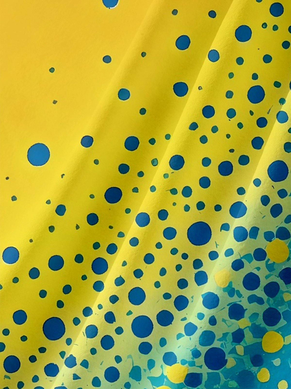 Moisture-wicking Avant-garde Blue and Yellow Abstract Print Chest Pocket Casual Shirt