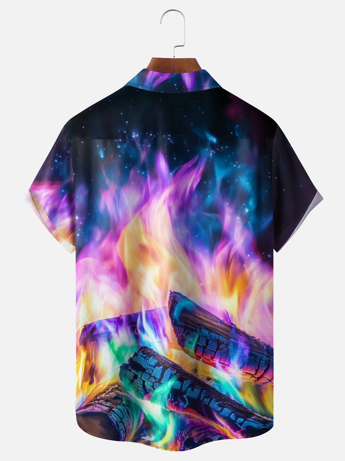 Moisture-wicking Avant-garde Color Flame Fun Chest Pocket Casual Shirt