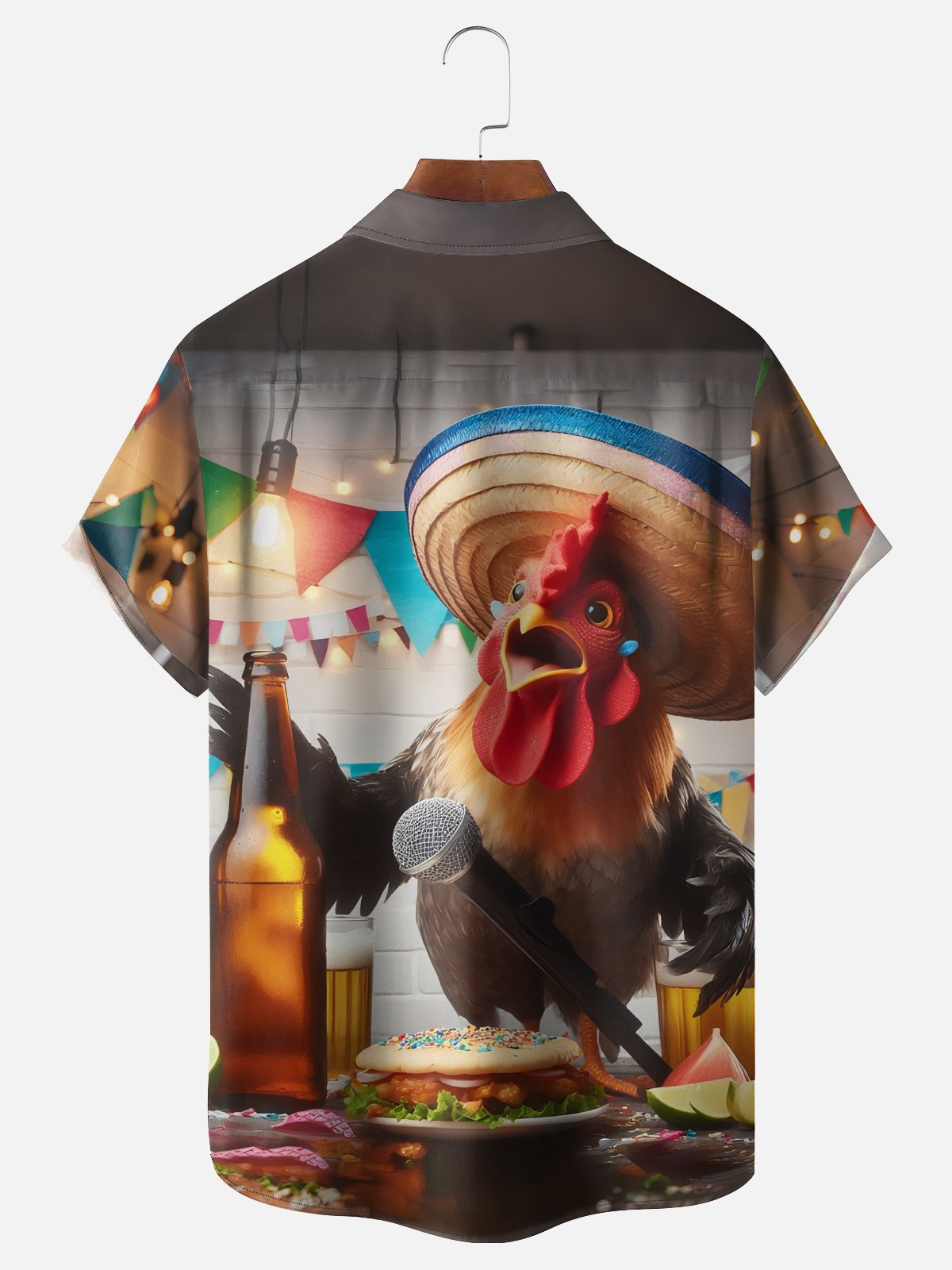 Moisture-wicking Oktoberfest Party Funny Chicken Chest Pocket Casual Shirt