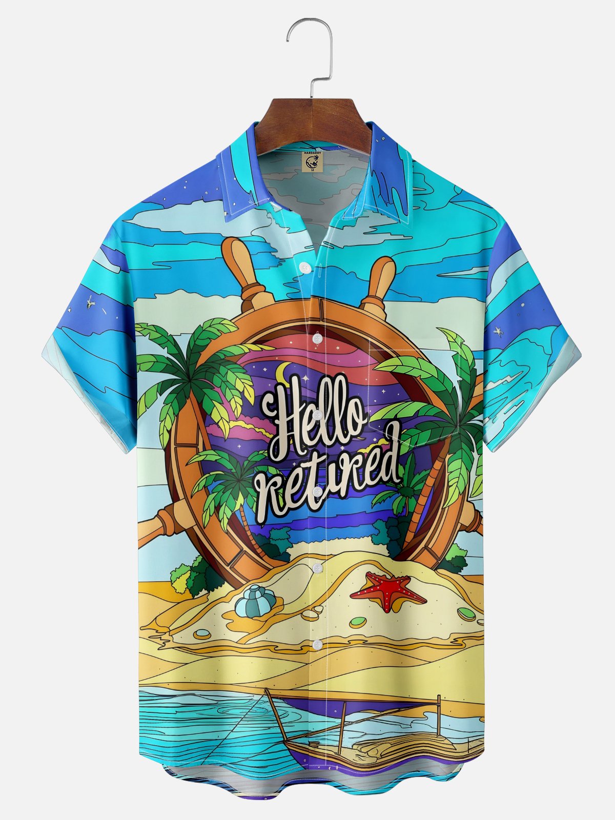 Moisture-wicking Palm Tree Retired Chest Pocket Hawaiian Shirt
