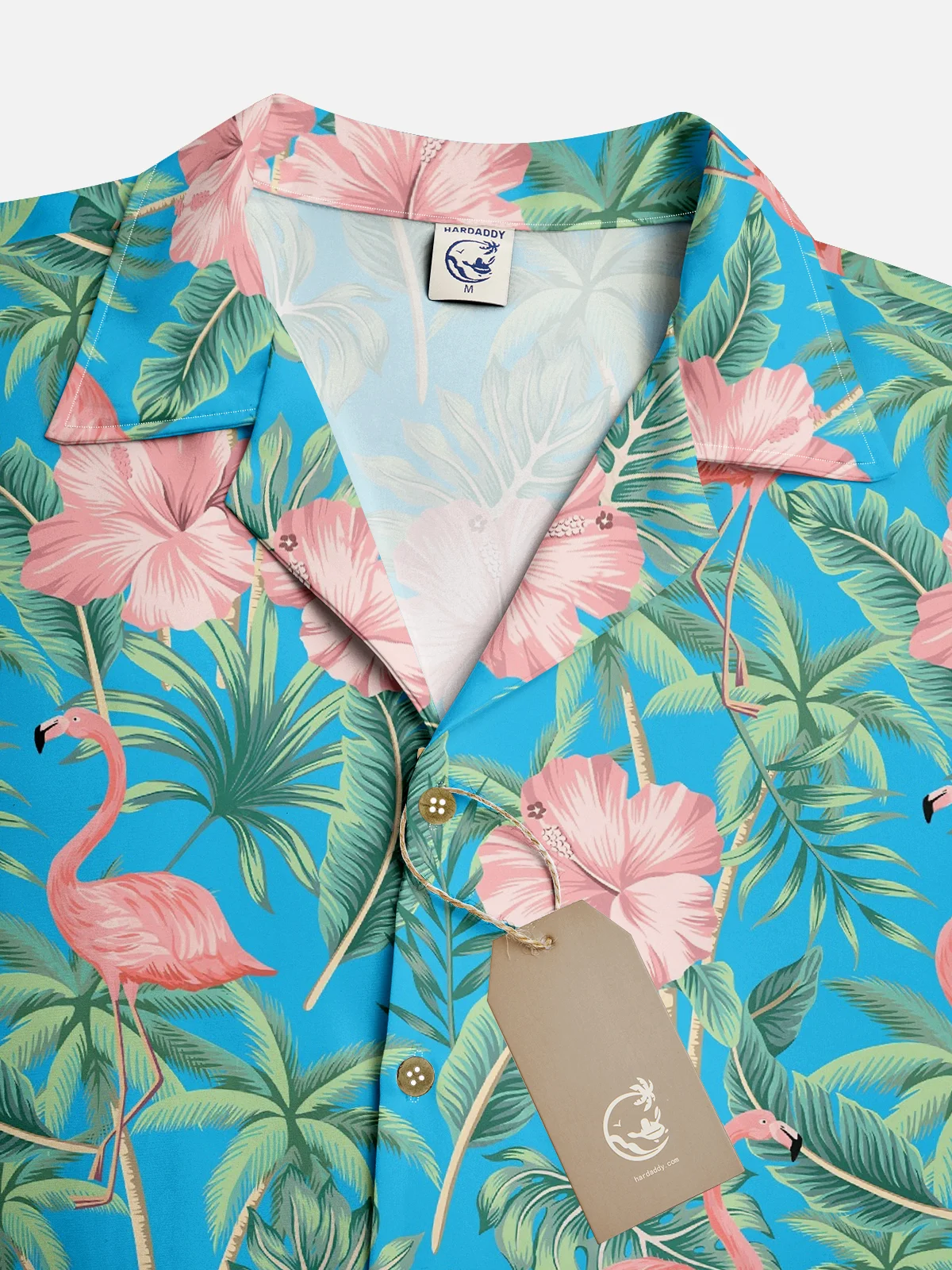 Moisture Wicking Tropical Floral Flamingo Hawaiian Shirt