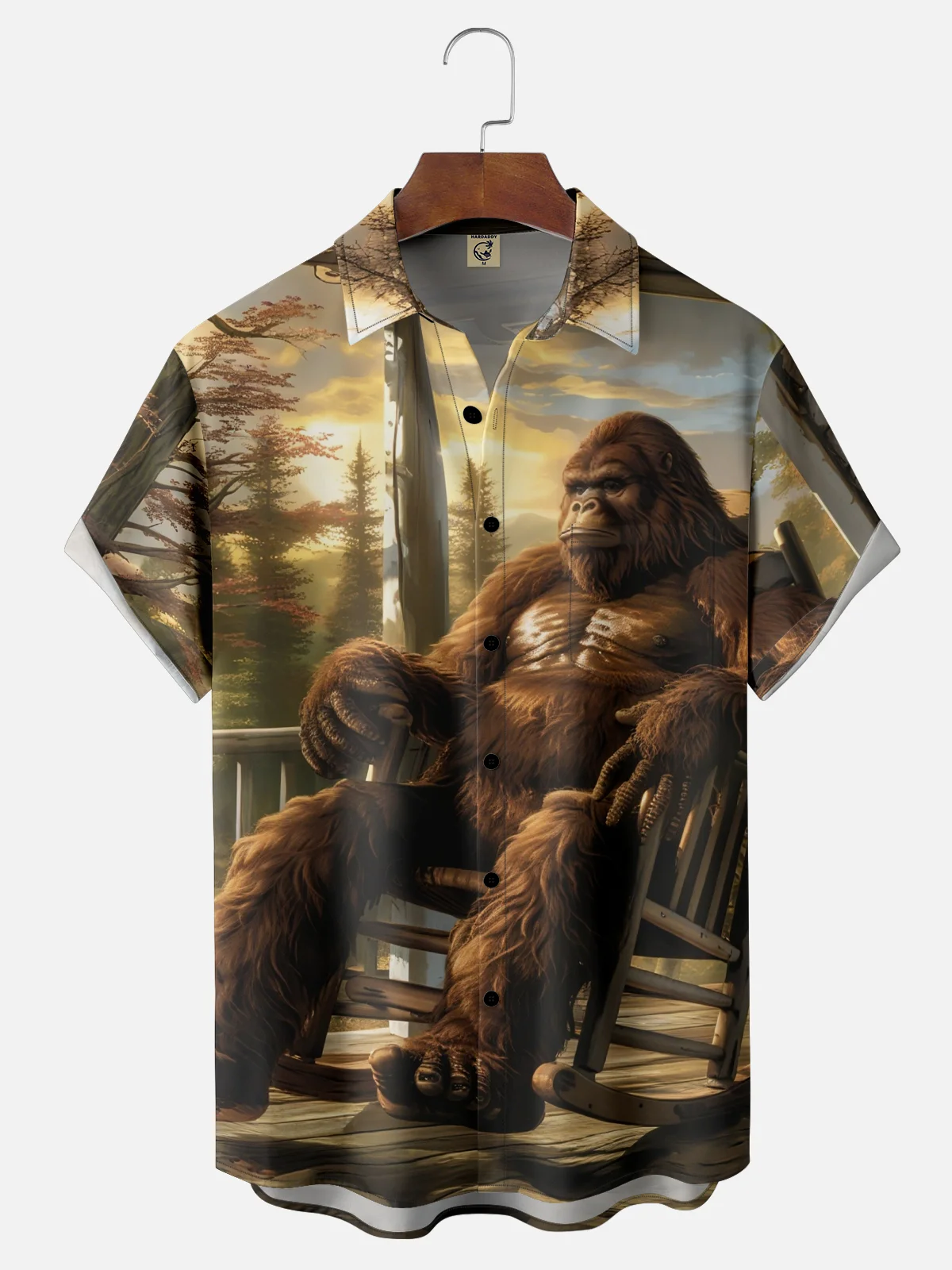Moisture-wicking Bigfoot Fun Nap Leisure Chest Pocket Hawaiian Shirt