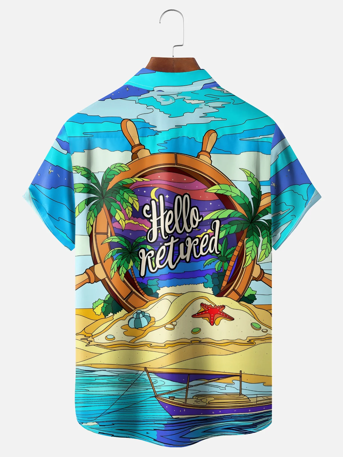 Moisture-wicking Palm Tree Retired Chest Pocket Hawaiian Shirt