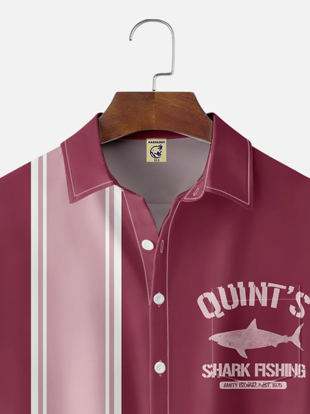 Big Size Moisture-wicking Quint's Shark Fishing Chest Pocket Bowling Shirt