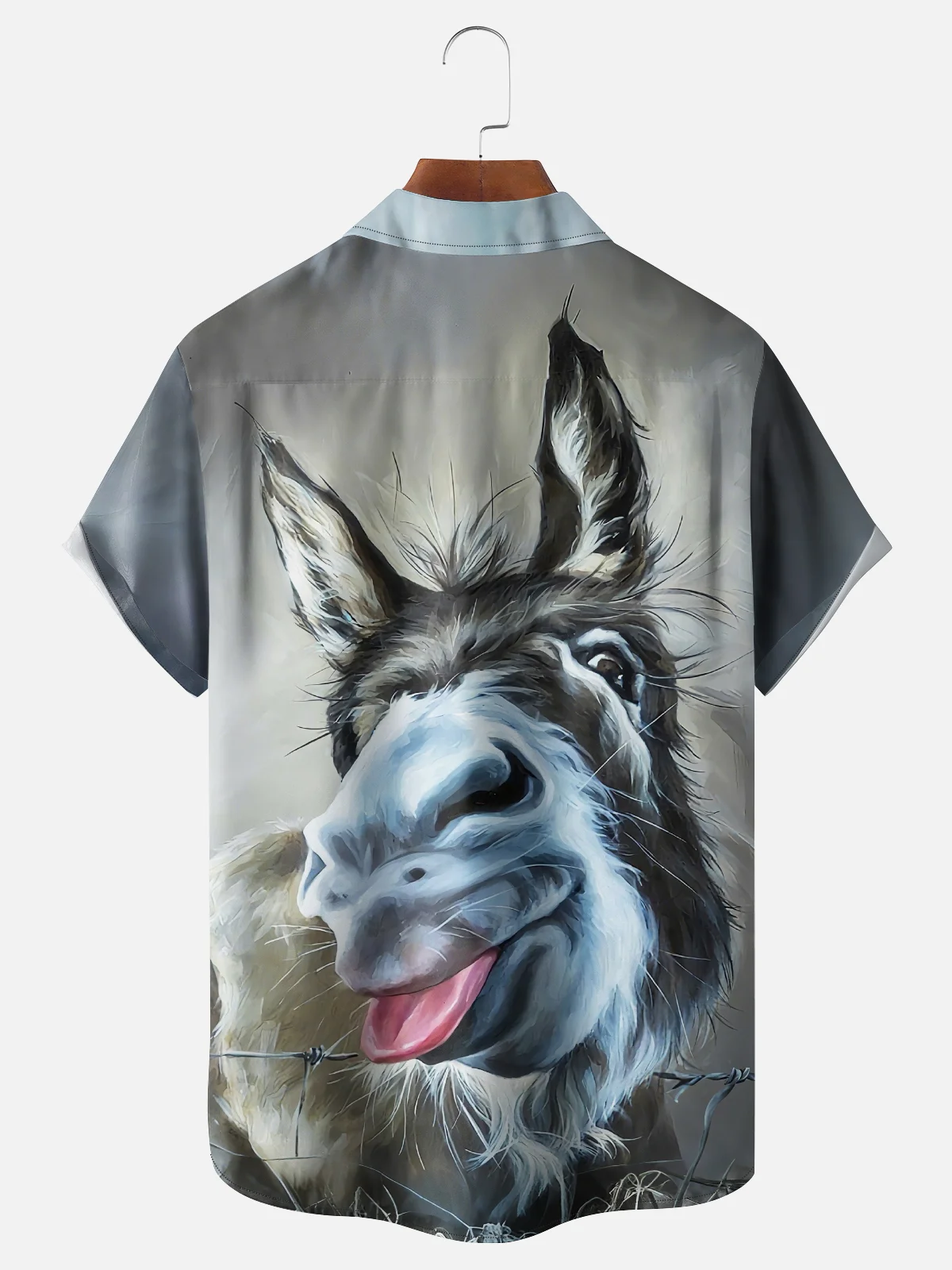 Moisture-Wicking Gradient Abstract Art Painting Funny Donkey Chest Pocket Hawaiian Shirt