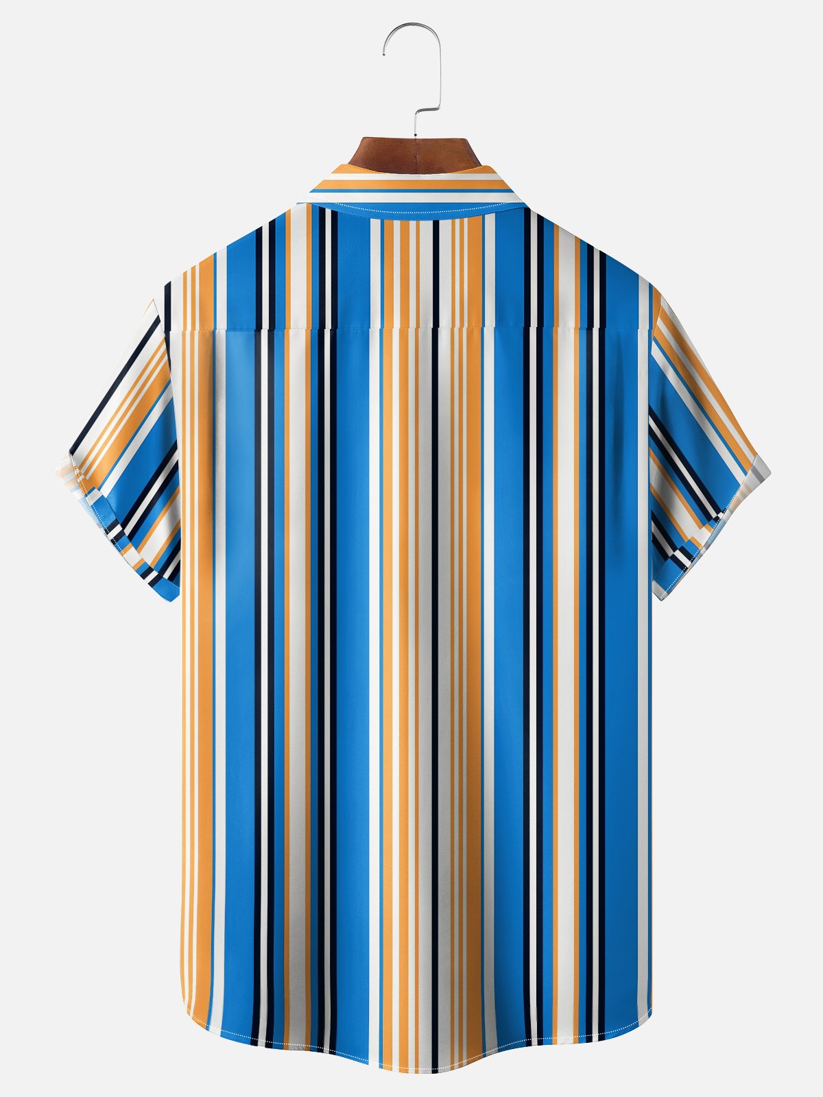 Moisture Wicking Geometric Stripes Chest Pocket Hawaiian Shirt