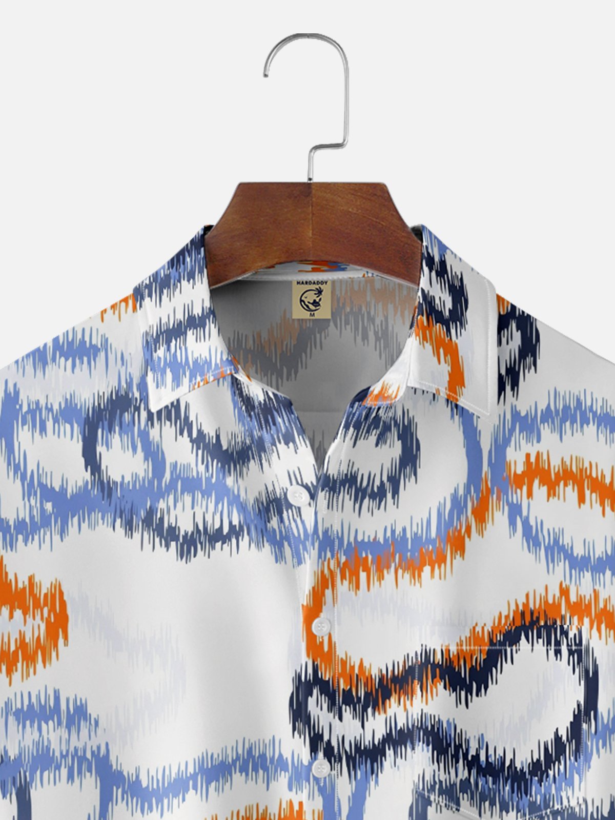 Moisture Wicking Geometric Abstract Painting Chest Pocket Hawaiian Shirt