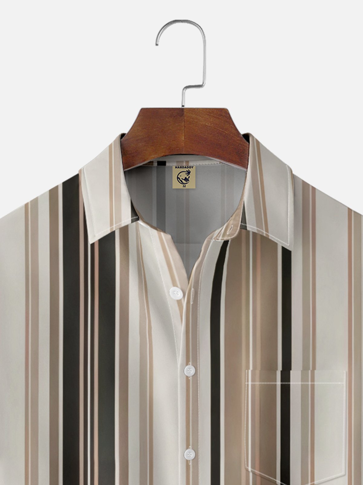 Moisture Wicking Geometric Stripes Chest Pocket Hawaiian Shirt