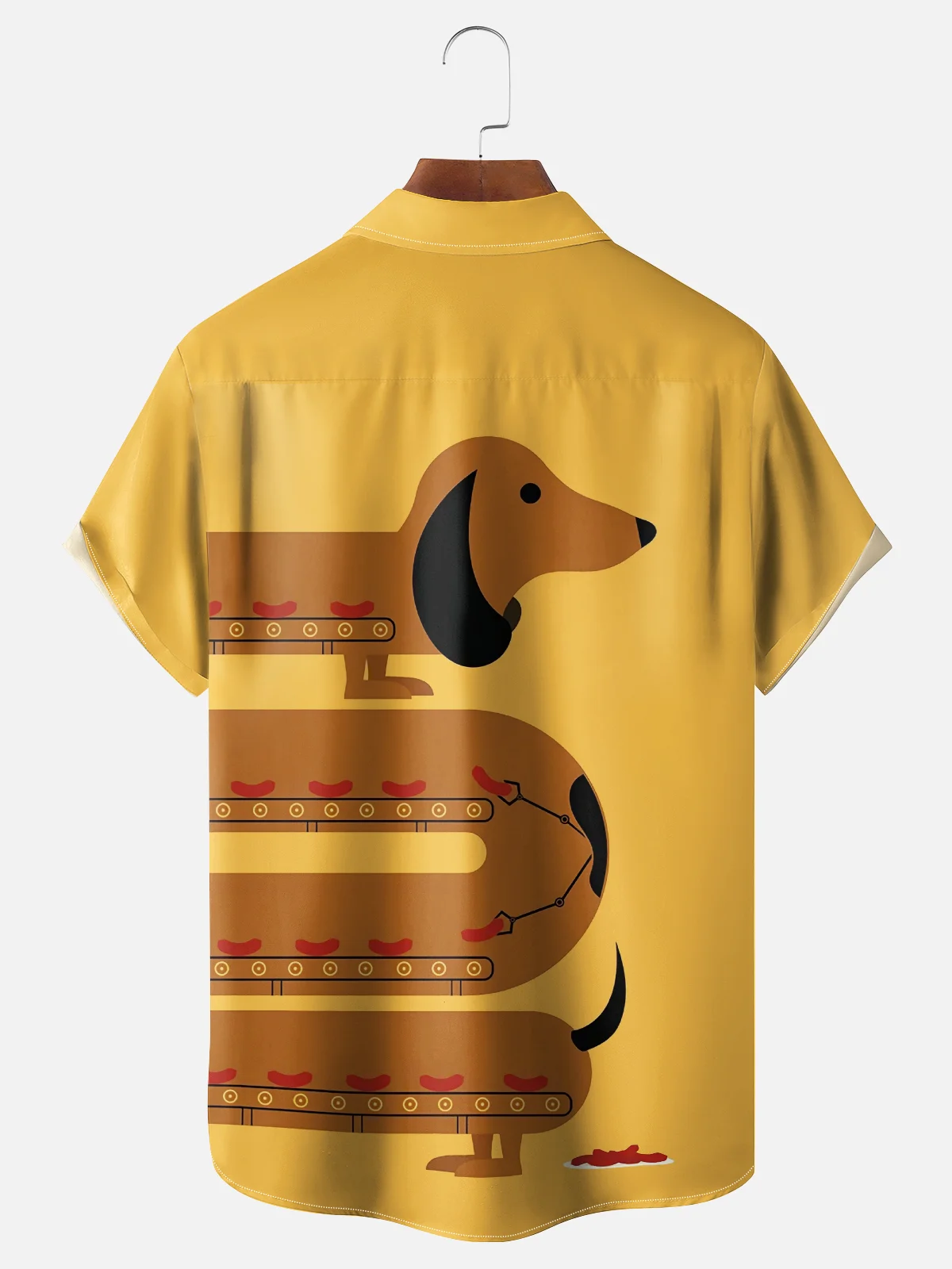 Moisture Wicking Dachshund Chest Pocket Hawaiian Shirt