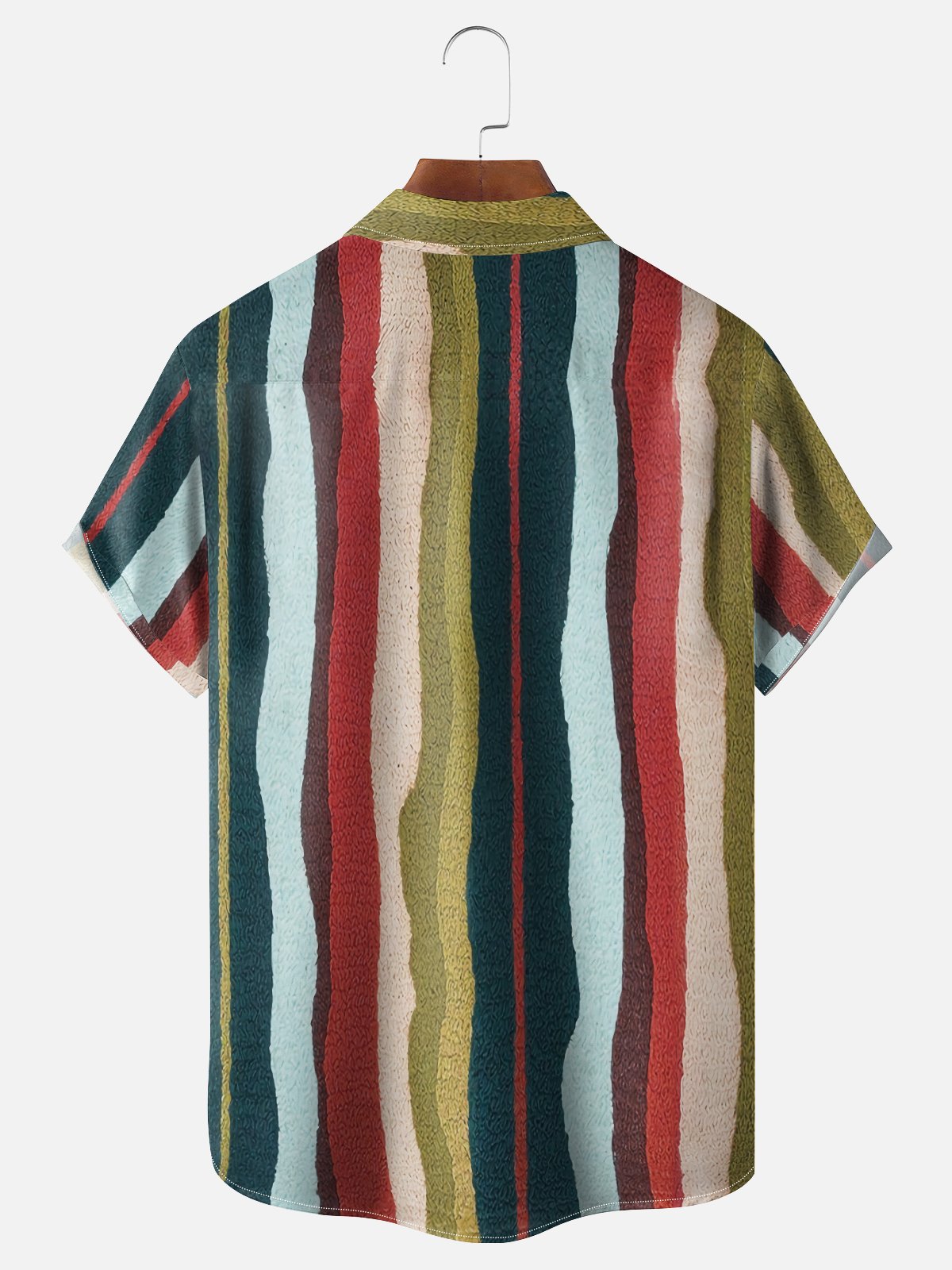 Moisture Wicking Geometric Stripes Chest Pocket Hawaiian Shirt