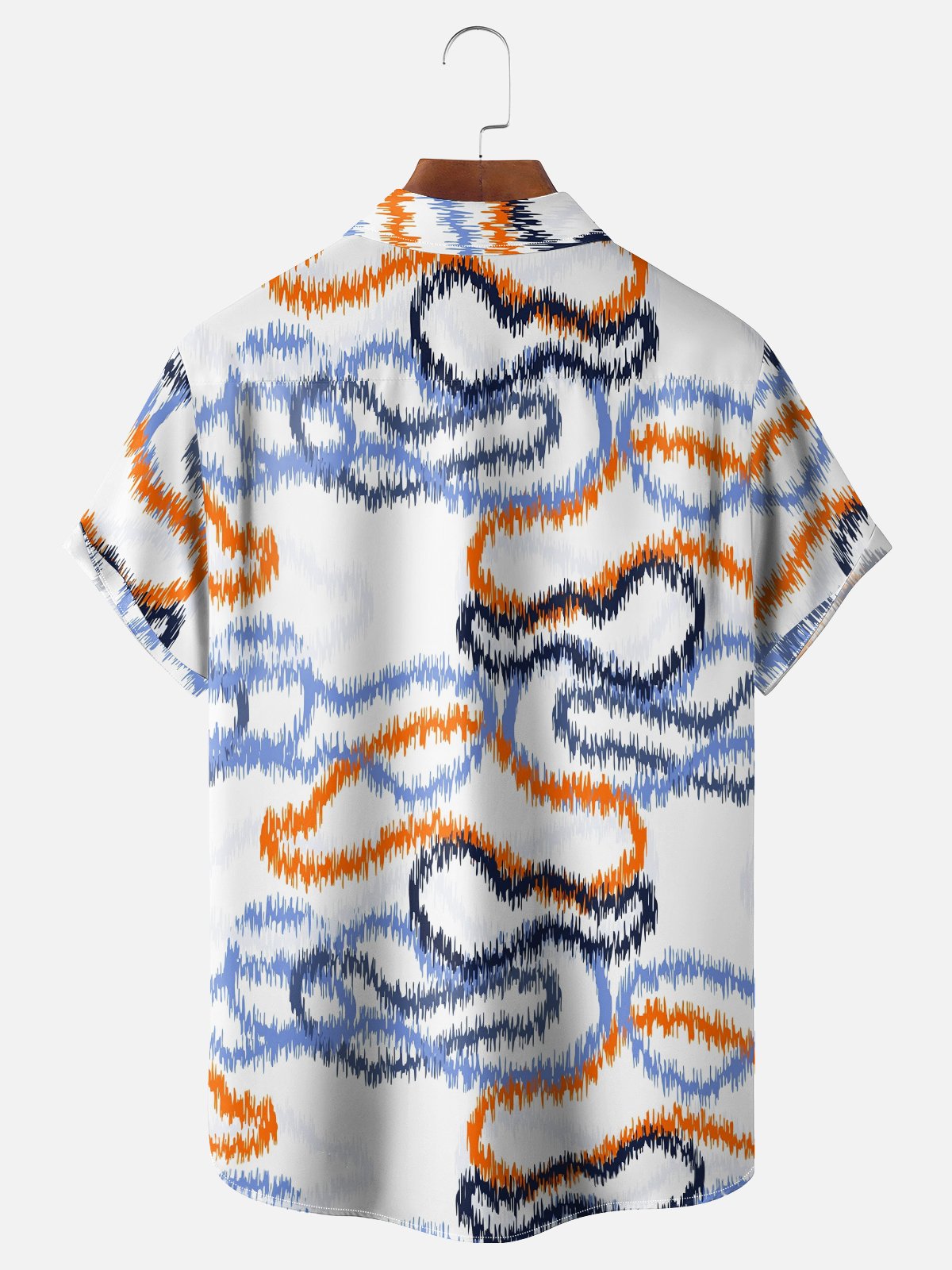 Moisture Wicking Geometric Abstract Painting Chest Pocket Hawaiian Shirt