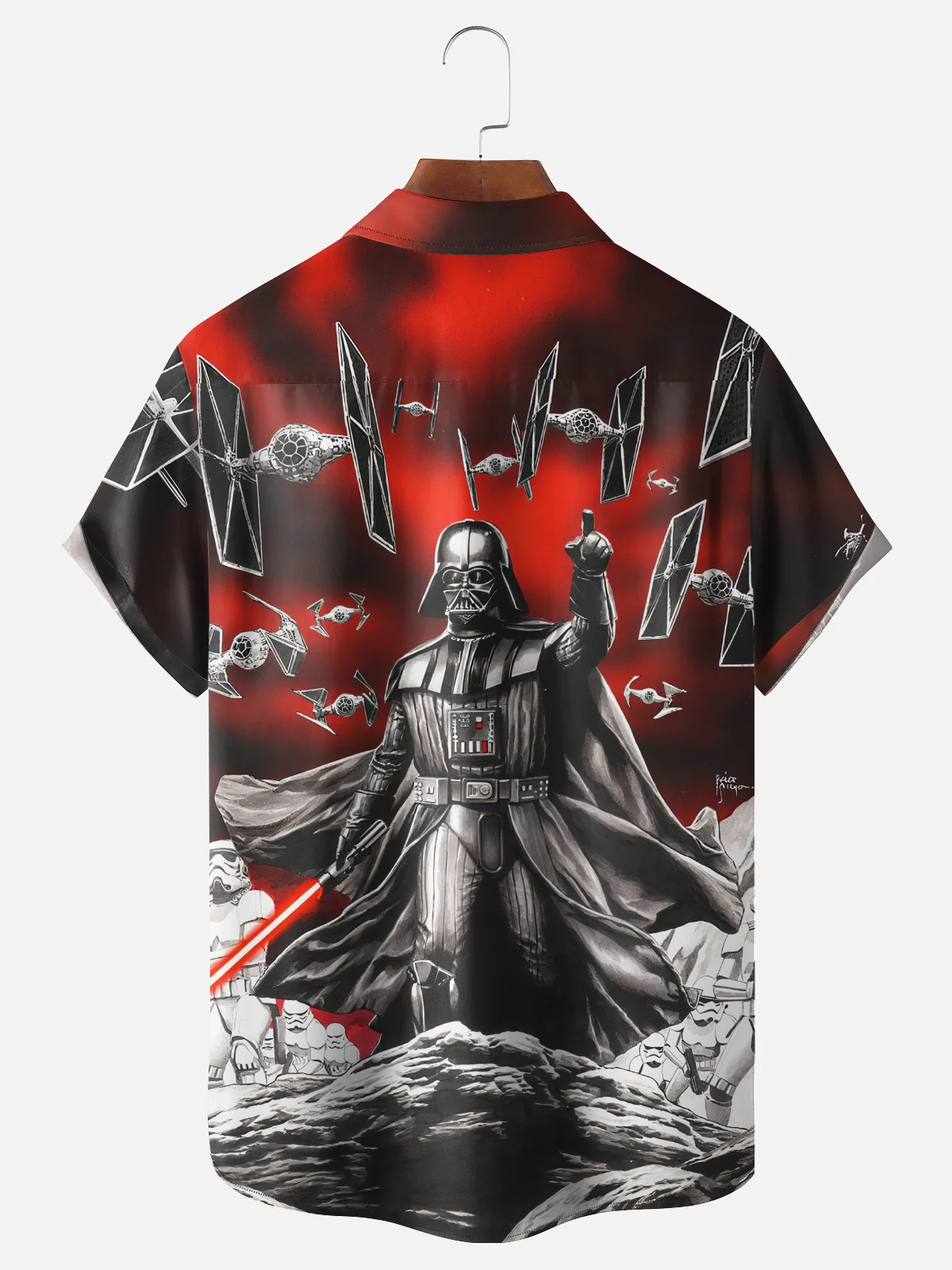 Moisture Wicking Star Robot Chest Pocket Hawaiian Shirt