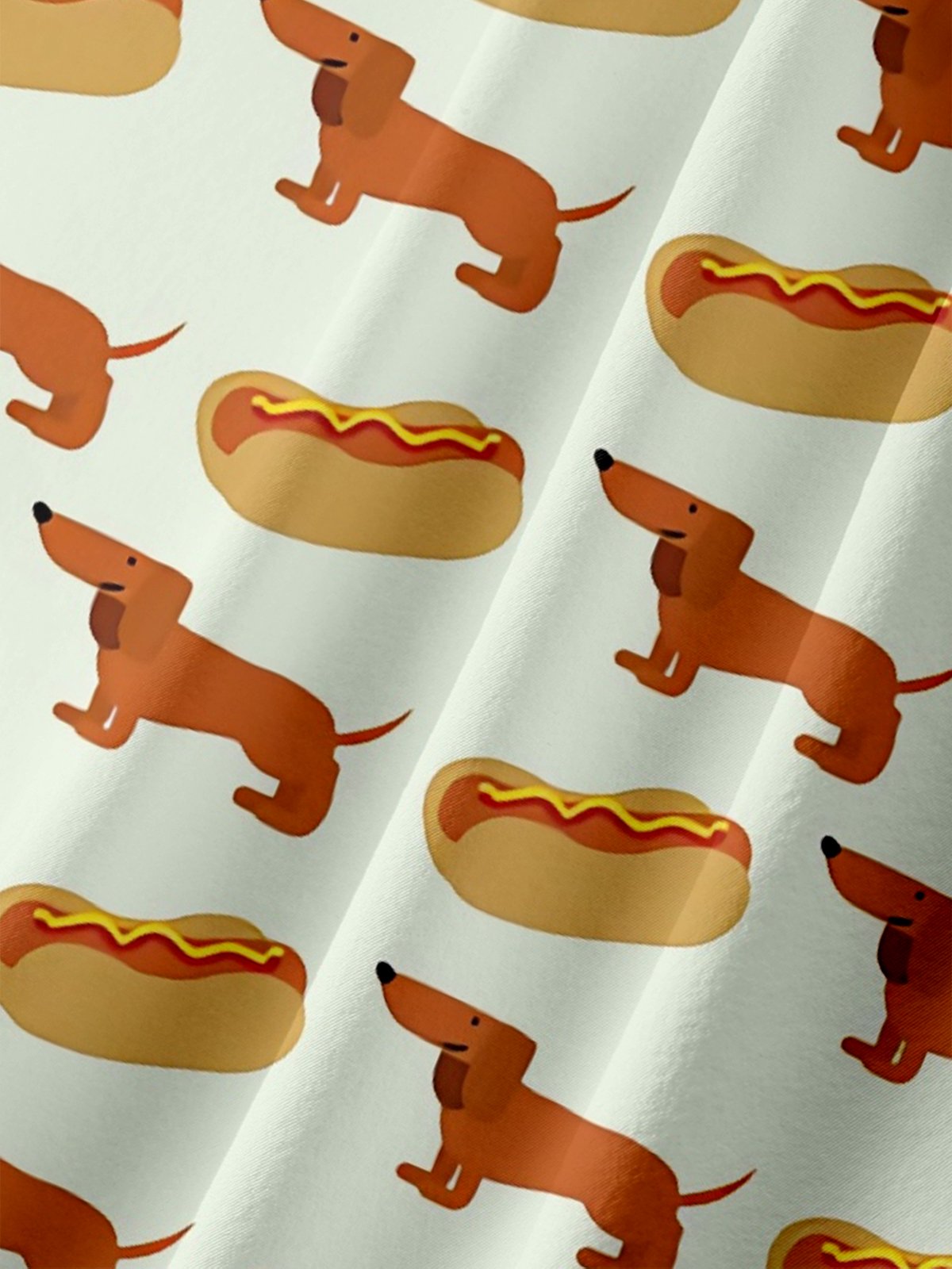Moisture Wicking Vintage Hot Dog Dachshund Chest Pocket Hawaiian Shirt