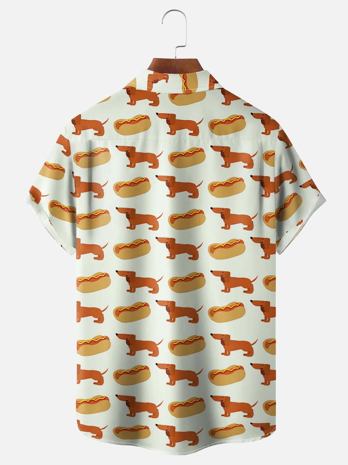 Moisture Wicking Vintage Hot Dog Dachshund Chest Pocket Hawaiian Shirt