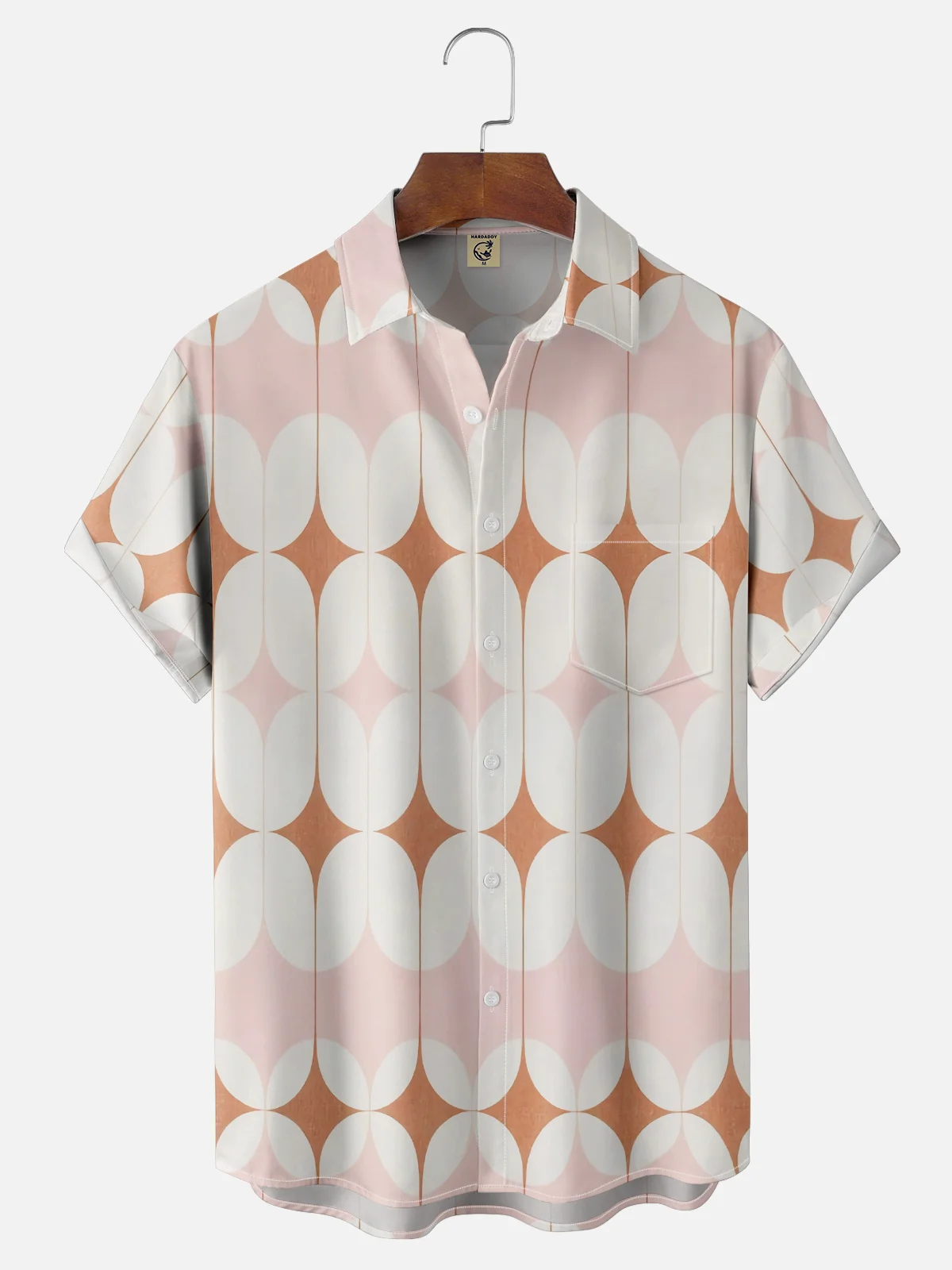 Moisture Wicking Medieval Geometric Color Block Chest Pocket Hawaiian Shirt