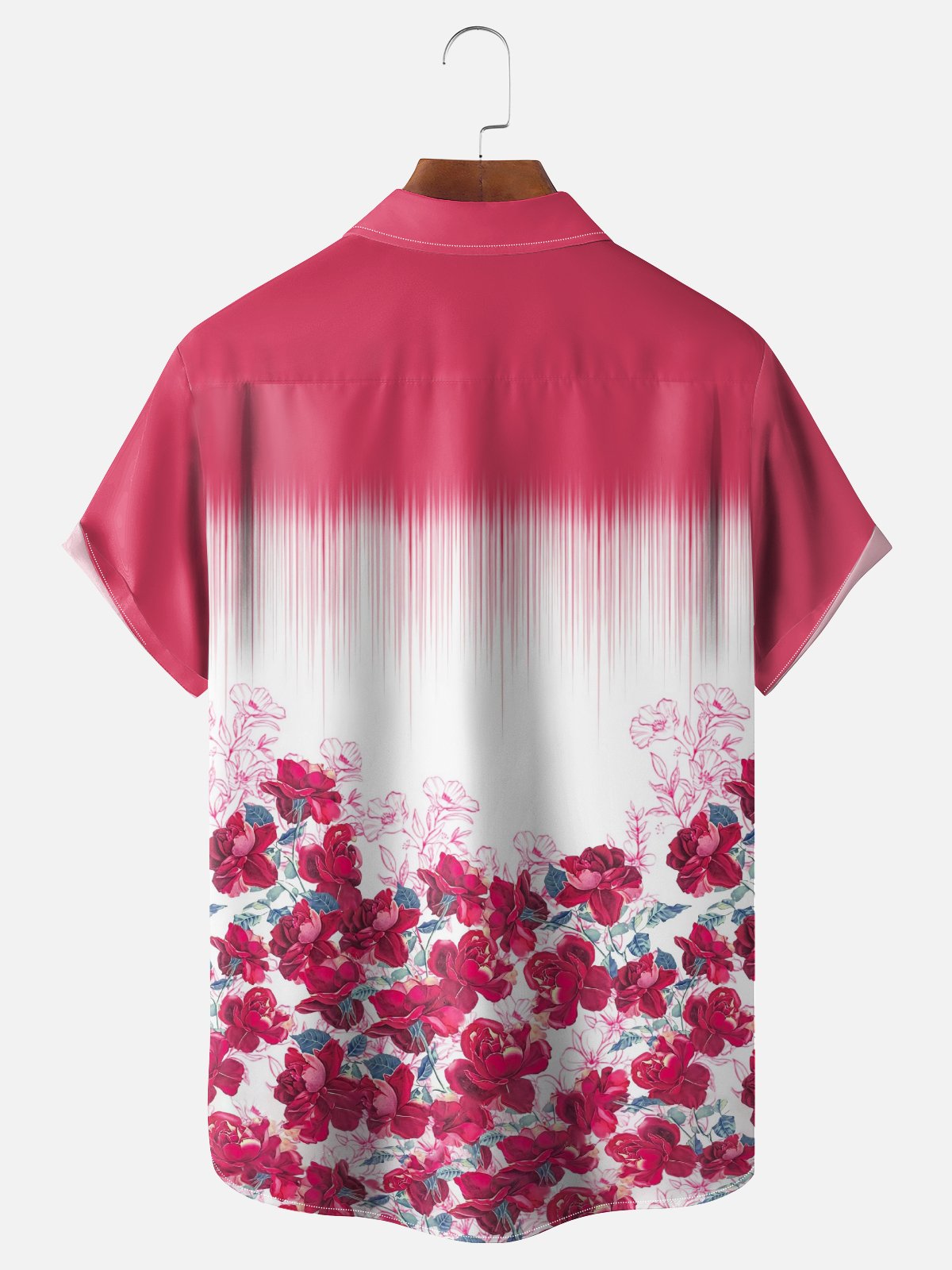 Moisture Wicking Ombre Rose Chest Pocket Hawaiian Shirt
