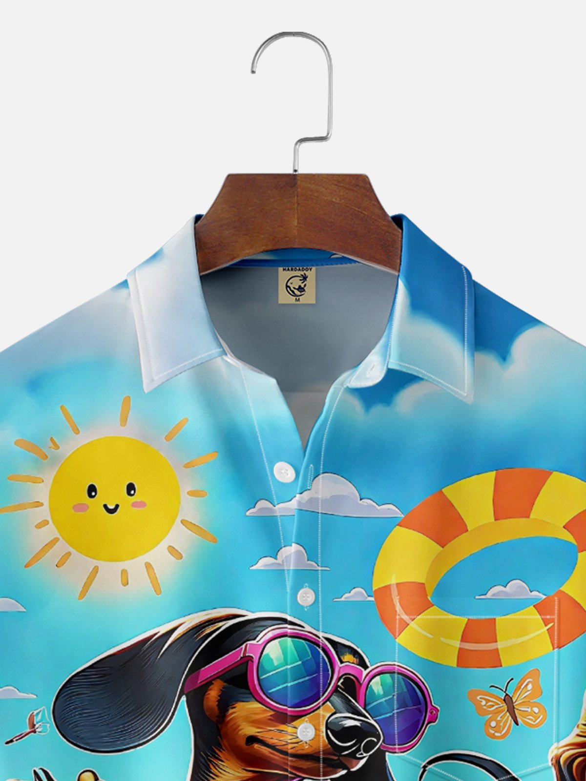 Moisture Wicking Fun Running Dachshund Chest Pocket Hawaiian Shirt